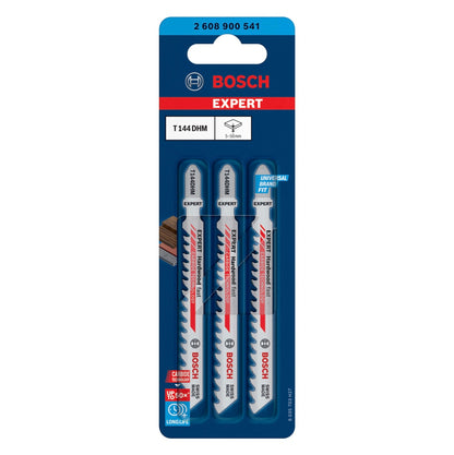 Bosch Expert T 144 DHM Hardwood Fast jeu de lames de scie sauteuse 3 pièces (2608900541) Carbide Technology