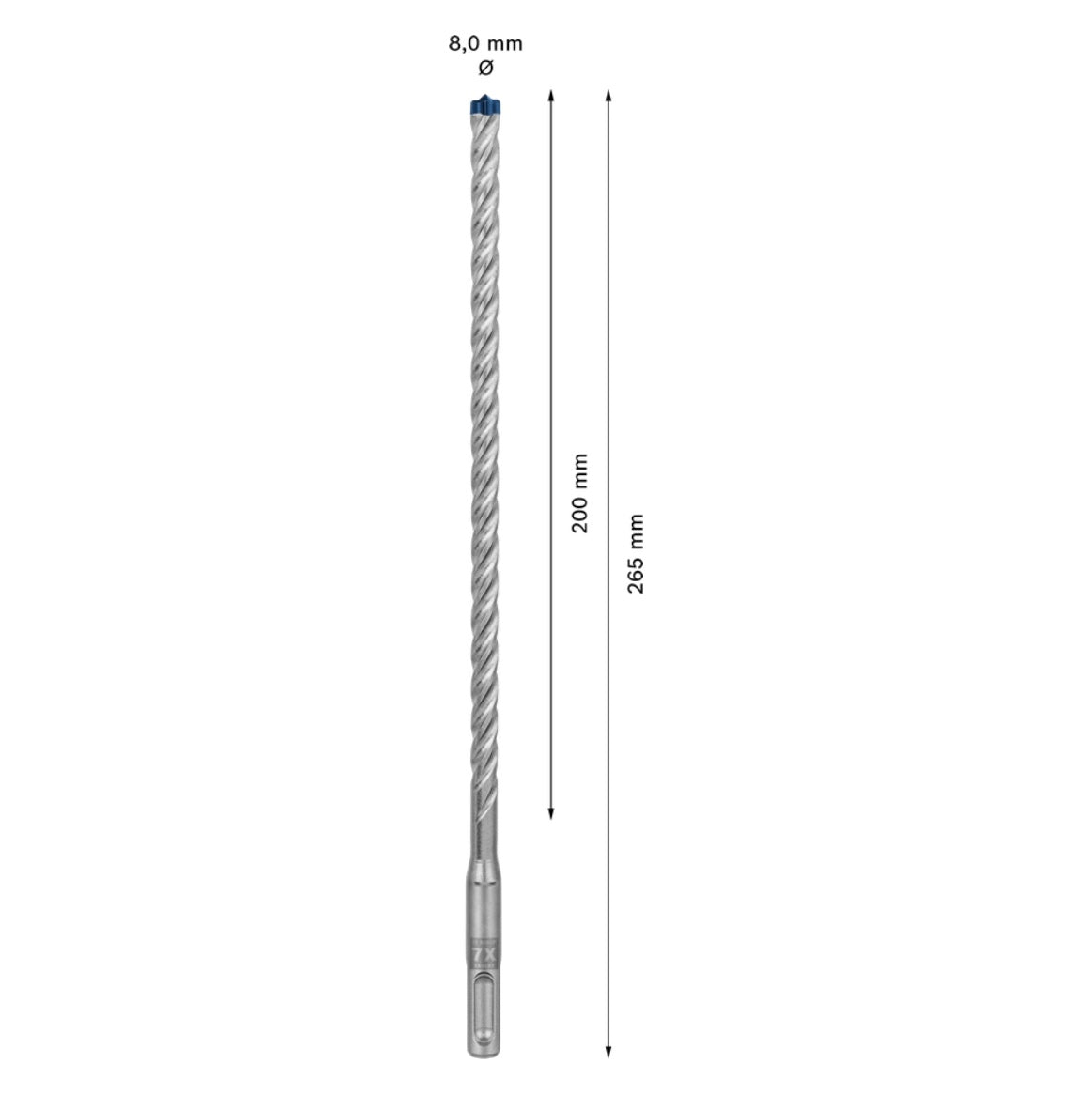 Bosch Expert SDS plus 7X Hammerbohrer 8,0 x 265 mm 30 Stk. ( 2608900185 ) 4 Schneiden Carbide Technology - Toolbrothers