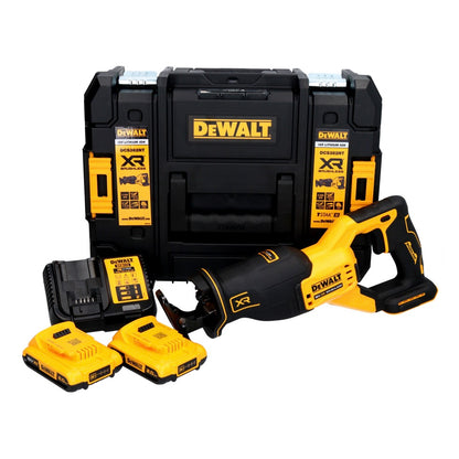 DeWalt DCS 382 D2T Akku Reciprosäge Säbelsäge 18 V Brushless + 2x Akku 2,0 Ah + Ladegerät + TSTAK