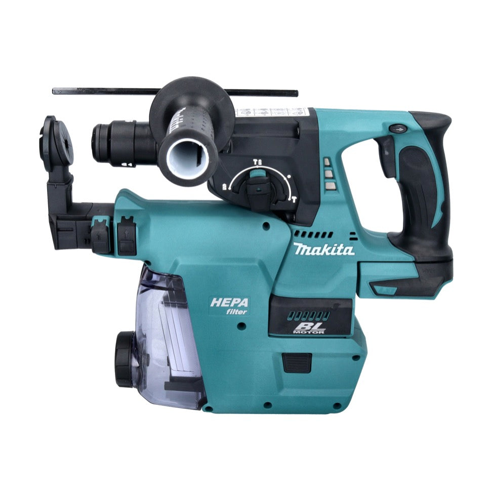 Makita DHR 243 RTJW Akku Bohrhammer 18 V 2,0 J SDS plus Brushless + 2x Akku 5,0 Ah + Ladegerät + Staubabsaugung + Makpac