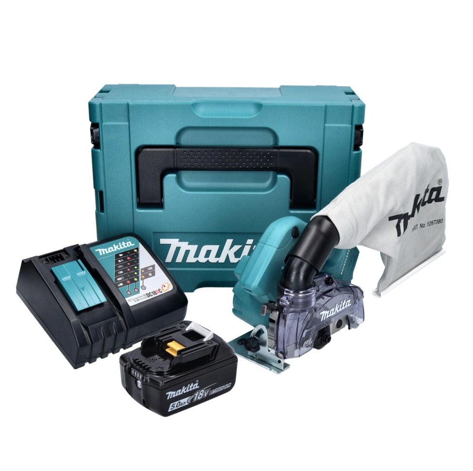 Makita DCC 500 RT1J Akku Diamantschneider 18 V 125 mm Brushless + 1x Akku 5,0 Ah + Ladegerät + Makpac - Toolbrothers