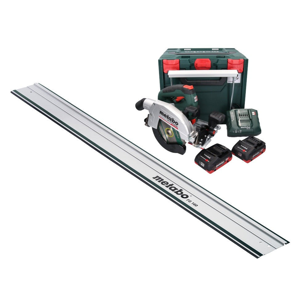 Metabo KS 18 LTX 66 BL Akku Handkreissäge 18 V 165 mm + 2x Akku 4,0 Ah + Ladegerät + Führungsschiene + metaBOX