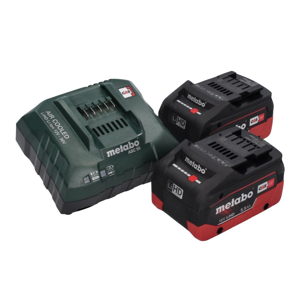 Scie circulaire sur batterie Metabo KS 18 LTX 66 BL 18 V 165 mm + 2x batteries 5,5 Ah + chargeur + rail de guidage + métaBOX