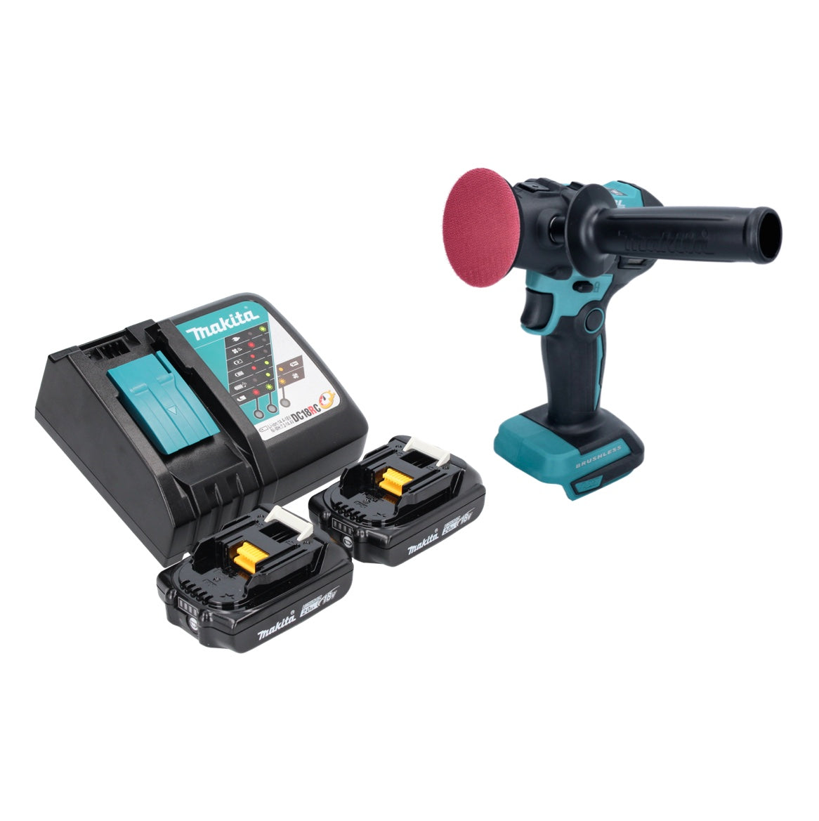 Makita DPV 300 RA ponceuse-polisseuse à batterie 18 V 50 / 80 mm sans balais + 2x batteries 2,0 Ah + chargeur