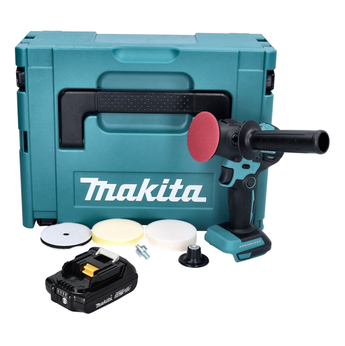 Makita DPV 300 A1J ponceuse-polisseuse à batterie 18 V 50 / 80 mm sans balais + 1x batterie 2,0 Ah + Makpac - sans chargeur