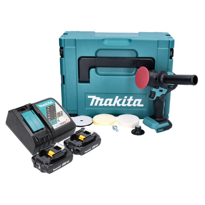 Makita DPV 300 RAJ Akku Schleifer Polierer 18 V 50 / 80 mm Brushless + 2x Akku 2,0 Ah + Ladegerät + Makpac