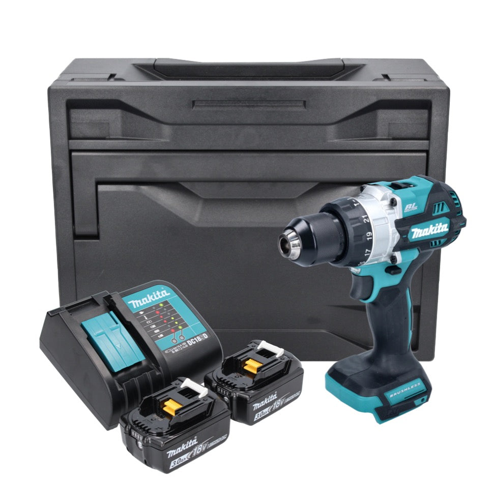 Makita DHP 486 SFX perceuse à percussion sans fil 18 V 130 Nm sans balai + 2x batteries 3,0 Ah + chargeur + Makbox