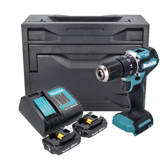 Makita DHP 487 SAX perceuse à percussion sans fil 18 V 40 Nm sans balai + 2x batteries 2,0 Ah + chargeur + Makbox