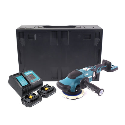 Makita DPO 600 SAX polisseuse excentrique sur batterie 18 V 150 mm XPT brushless + 2x batterie 2,0 Ah + chargeur + Makbox Maxi