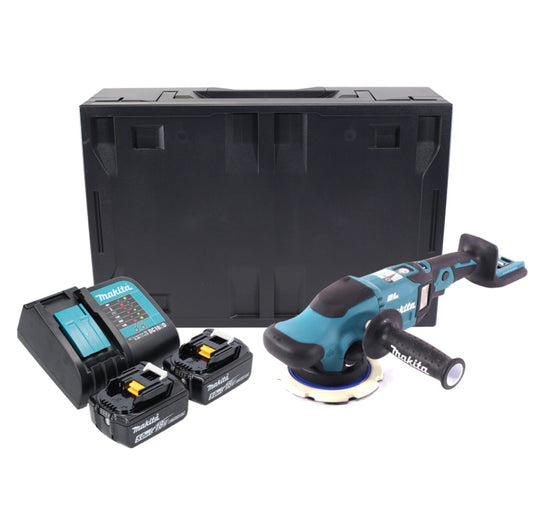 Makita DPO 600 STX Akku Exzenterpolierer 18 V 150 mm XPT Brushless + 2x Akku 5,0 Ah + Ladegerät + Makbox