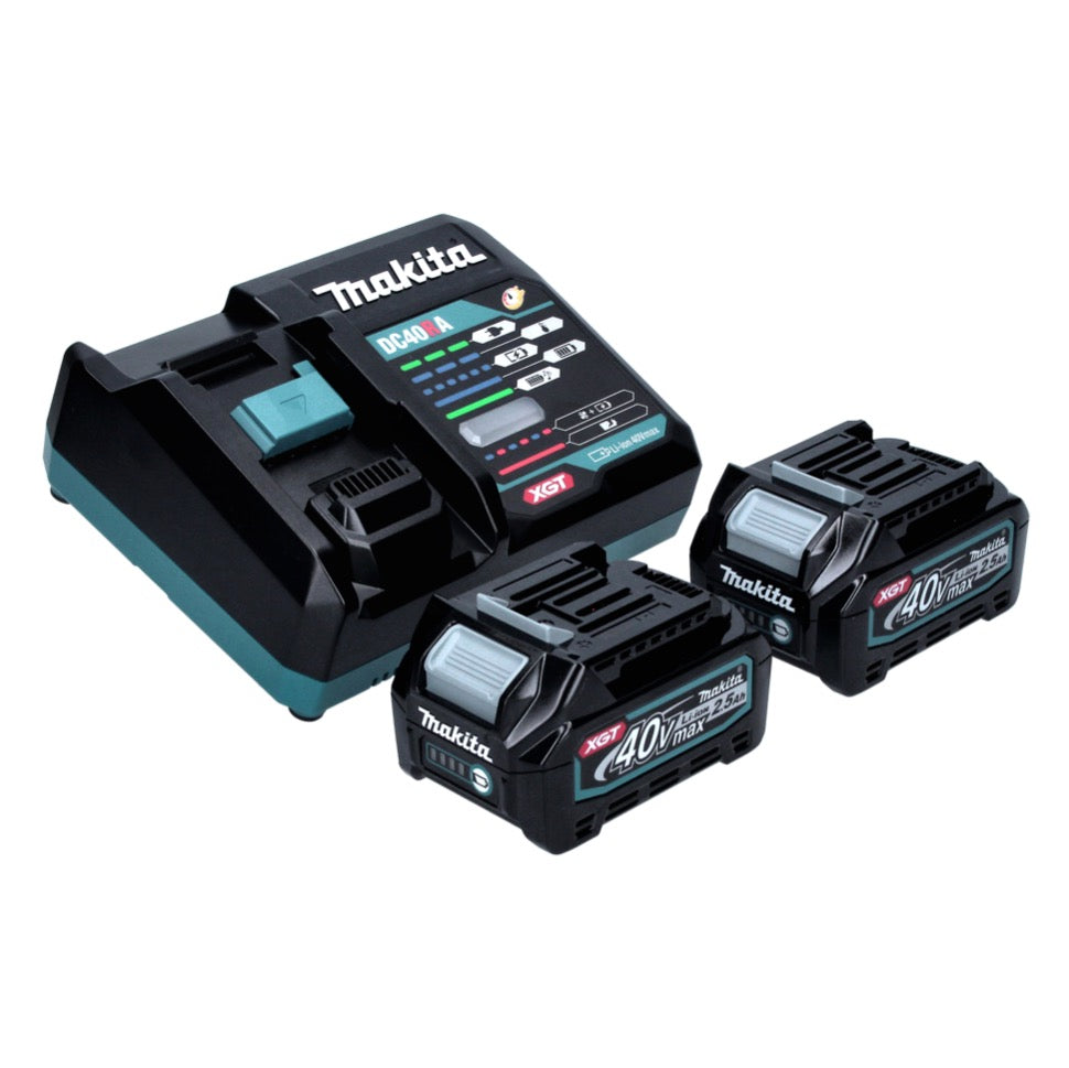 Makita GA 013 GD201X Akku Winkelschleifer 40 V max. 125 mm Brushless XGT + 2x Akku 2,5 Ah + Ladegerät + Makbox