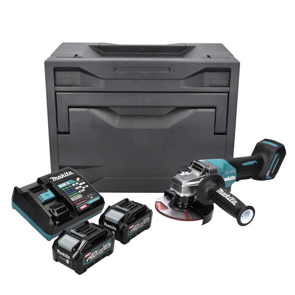 Makita GA 013 GM201X Akku Winkelschleifer 40 V max. 125 mm Brushless XGT + 2x Akku 4,0 Ah + Ladegerät + Makbox