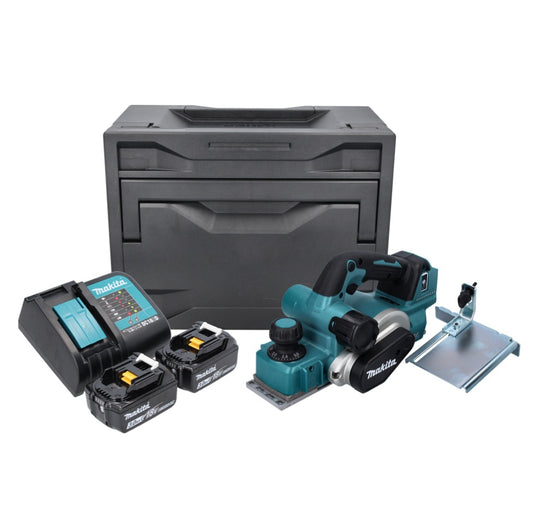 Makita DKP 181 SFX Akku Hobel Falzhobel 82 mm 18 V Brushless + 2x Akku 3,0 Ah + Ladegerät + Makbox