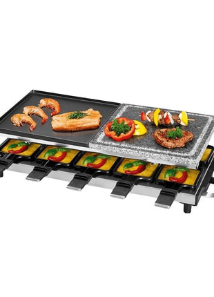 ProfiCook PC-RG 1144 Raclette Grill 2 in 1 Naturgrillstein Wendegussplatte 1700 W für bis zu 10 Personen ( 501144 )