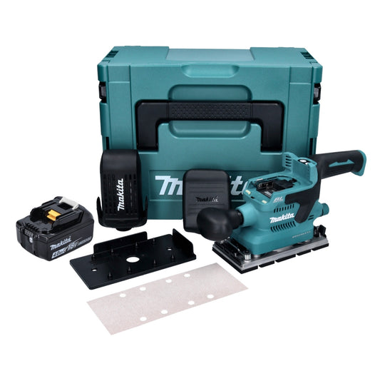 Makita DBO 380 M1J Akku Schwingschleifer 18 V 93 x 185 mm Brushless + 1x Akku 4,0 Ah + Makpac - ohne Ladegerät