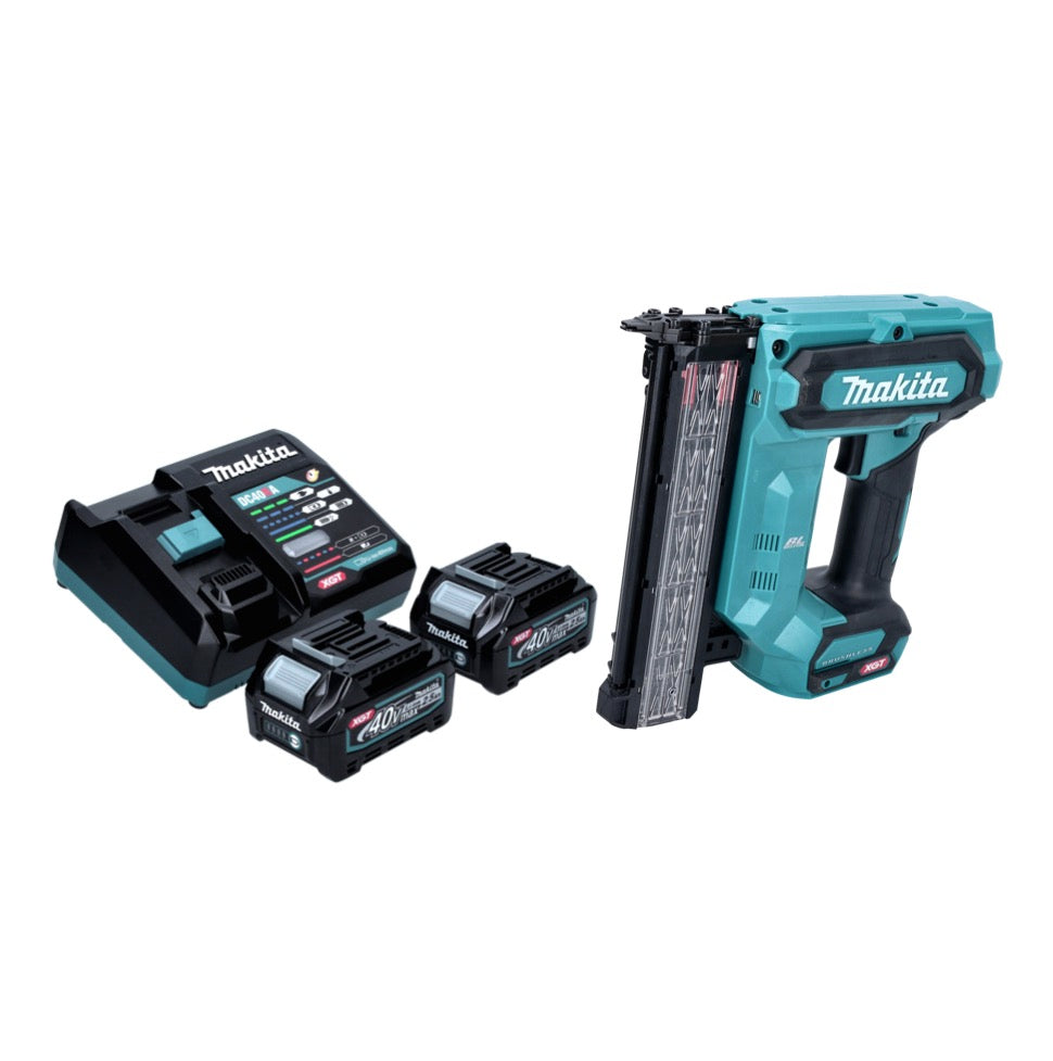 Makita FN 001 GD2 cloueuse à tête d'emballage avec batterie 40 V max. XGT Brushless + 2x batterie 2,5 Ah + chargeur