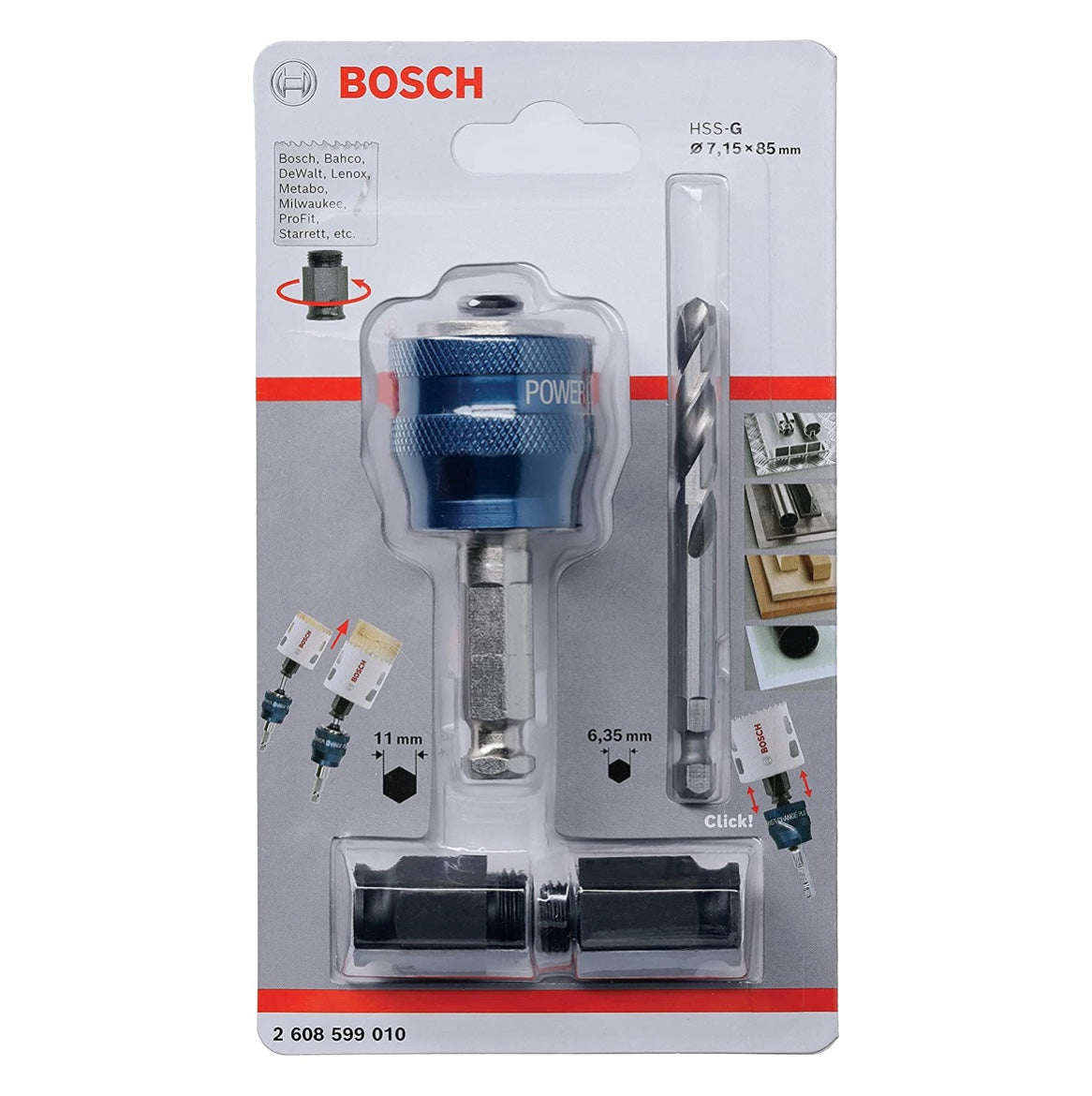 Bosch Power Change Plus Starter Kit 7,15 x 85 mm Foret HSS-G support hexagonal (2608599010) carbure multi-matériaux