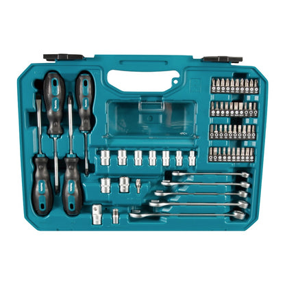 Makita Handwerkzeug Set 87 tlg. Chrom Vanadium Stahl ( E-08458 ) Bit / Zange / Ratsche / Schraubendreher / Schraubenschlüssel