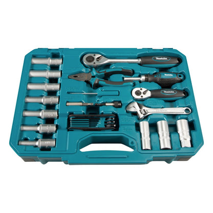 Makita Handwerkzeug Set 87 tlg. Chrom Vanadium Stahl ( E-08458 ) Bit / Zange / Ratsche / Schraubendreher / Schraubenschlüssel