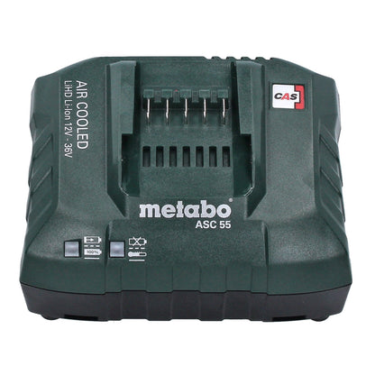 Kit de base Metabo 2x batterie Li-Power 18 V 4,0 Ah CAS Li-Ion (2x 625027000) + chargeur ASC 55 (627044000)