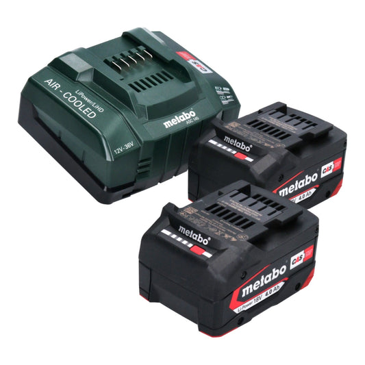 Metabo Basis Set 2x Li-Power Akkupack 18 V 4,0 Ah CAS Li-Ion Akku ( 2x 625027000 ) + ASC 145 Schnell Ladegerät ( ‭627378000‬ )