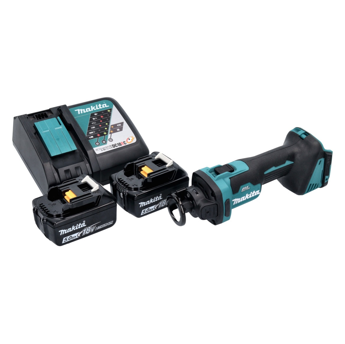 Makita DCO 181 RT Akku Rotationsschneider 18 V 32000 U/min Brushless + 2x Akku 5,0 Ah + Ladegerät - Toolbrothers