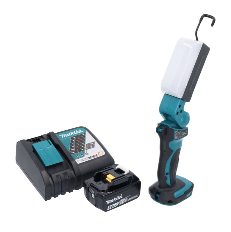 Makita DML 801 RT1 X Lampe de travail LED sur batterie 18 V 240 lm + diffuseur + 1x batterie 5,0 Ah + chargeur