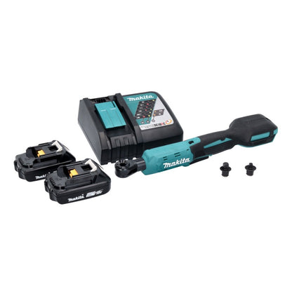 Makita DWR 180 RA Akku Ratschenschrauber 18 V 47,5 Nm 1/4" 3/8" + 2x Akku 2,0 Ah + Ladegerät