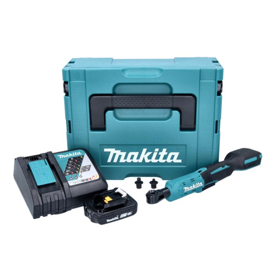 Makita DWR 180 RA1J Akku Ratschenschrauber 18 V 47,5 Nm 1/4" 3/8" + 1x Akku 2,0 Ah + Ladegerät + Makpac