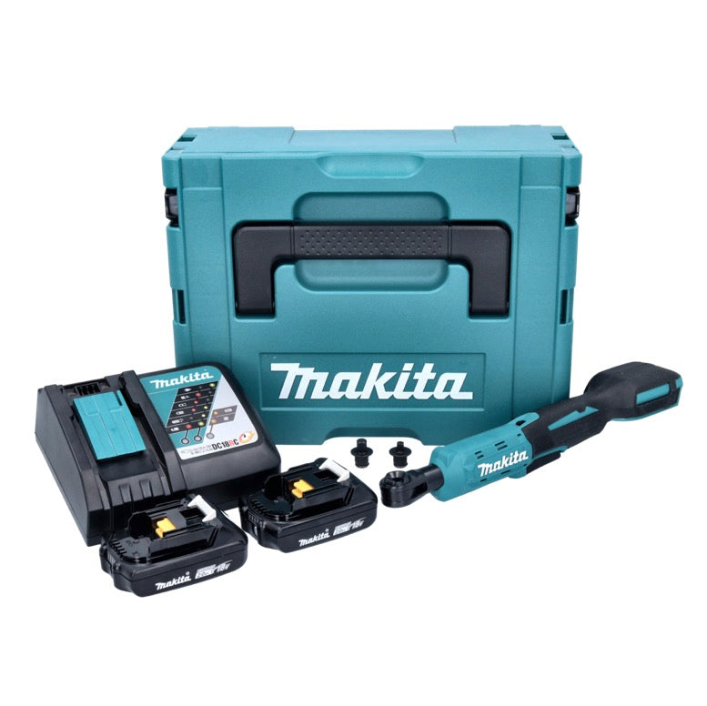 Visseuse à cliquet sans fil Makita DWR 180 RAJ 18 V 47,5 Nm 1/4" 3/8" + 2x batteries 2,0 Ah + chargeur + Makpac