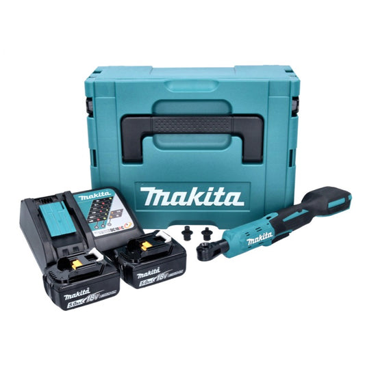 Makita DWR 180 RTJ Akku Ratschenschrauber 18 V 47,5 Nm 1/4" 3/8" + 2x Akku 5,0 Ah + Ladegerät + Makpac