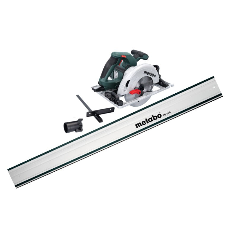 Scie circulaire manuelle Metabo KS 55 FS 1200 W 160 mm + lame de scie circulaire + rail de guidage