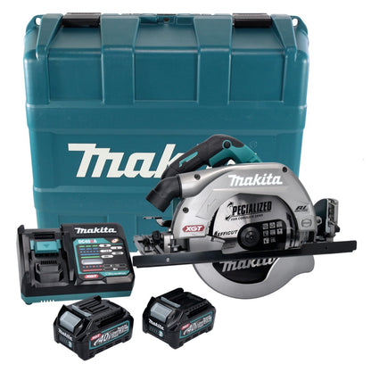 Makita HS 009 GD201 scie circulaire à main sans balais XGT 40 V max. 235 mm + 2x batteries 2,5 Ah + chargeur + mallette