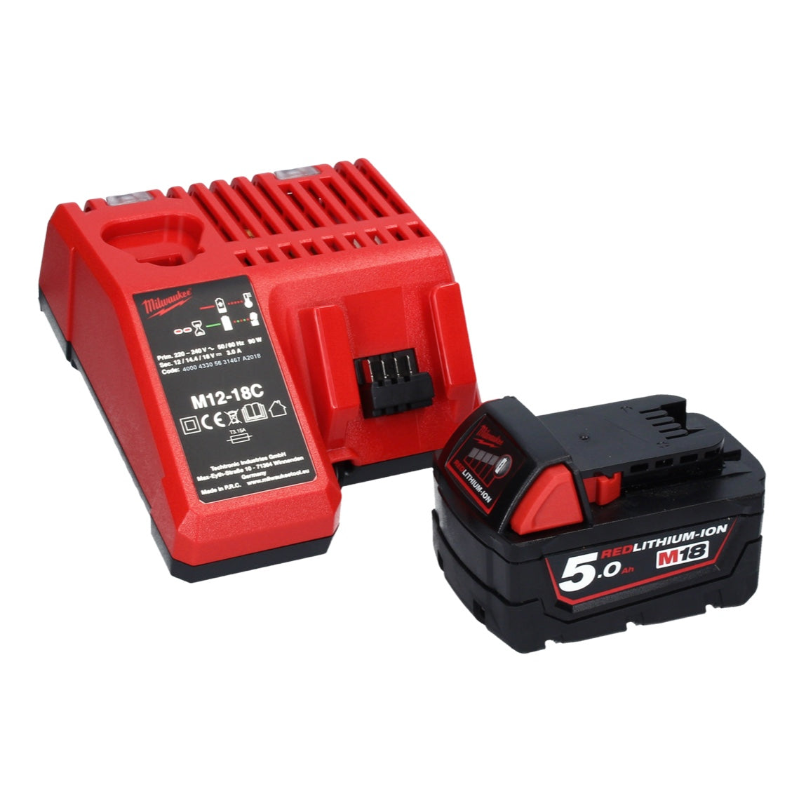 Milwaukee M18 FSAGV115XPDB-501X Akku Winkelschleifer 18 V 115 mm Brushless + 1x Akku 5,0 Ah + Ladegerät + HD Box