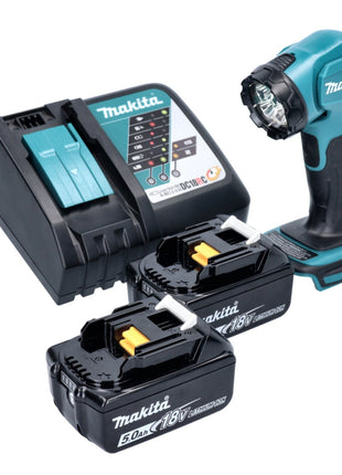 Makita DEADML815RT Lampe portative sans fil LED 160 lm 14,4 - 18 V + 2x Batteries 5,0Ah + Chargeur