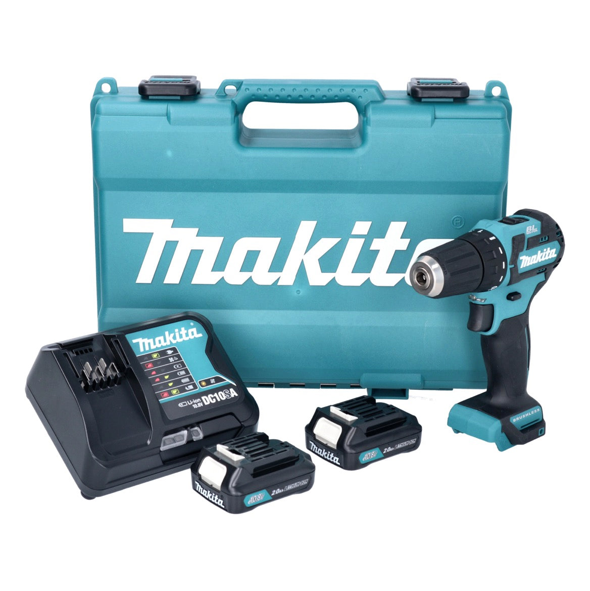 Makita DF 332 DSAE perceuse-visseuse sans fil 12 V 35 Nm sans balais + 2x batteries 10,8 V 2,0 Ah + chargeur + mallette