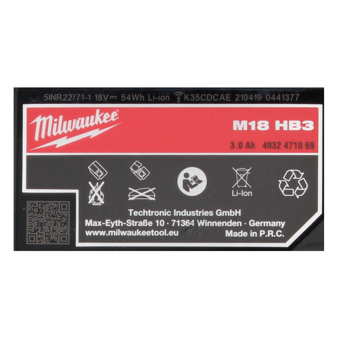 Milwaukee M18 HB3 High Output 18 V 3,0 Ah / 3000 mAh Li-Ion Akku ( 4932471069 ) mit Ladestandsanzeige - Toolbrothers