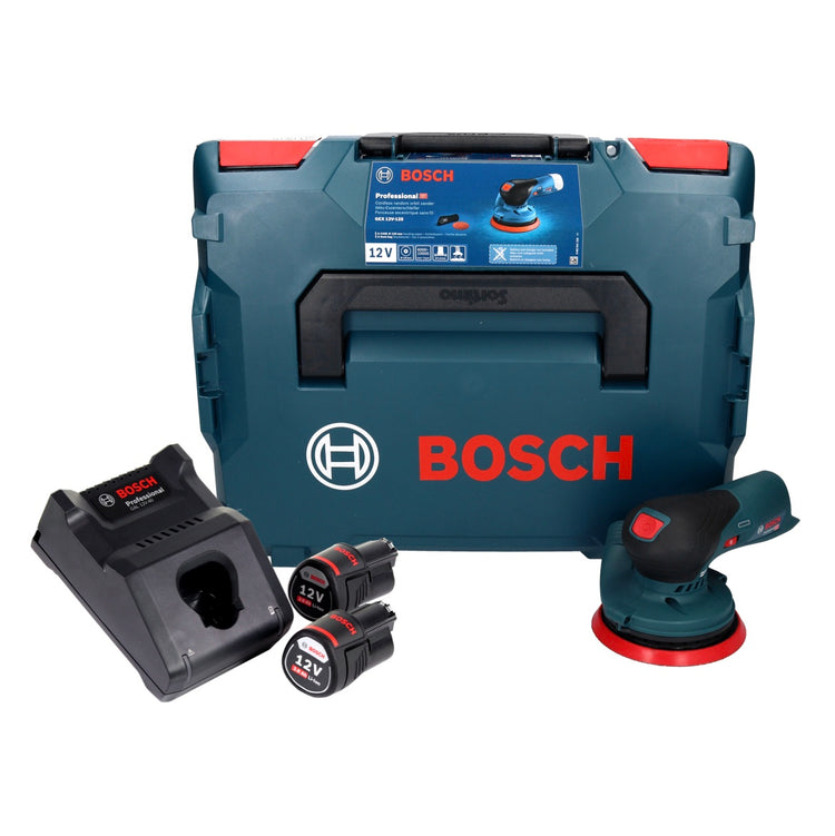 Bosch GEX 12V-125 Professional Akku Exzenterschleifer 12 V 125 mm Brushless + 2x Akku 3,0 Ah + Ladegerät + L-Boxx - Toolbrothers