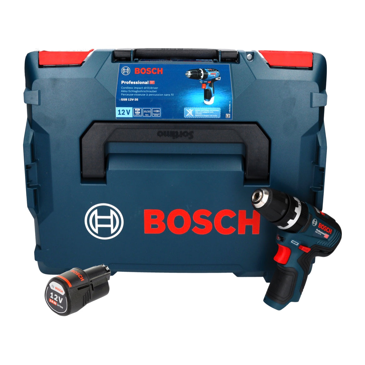 Bosch GSB 12V-35 Professional Akku Schlagbohrschrauber 12 V 35 Nm Brushless + 1x Akku 3,0 Ah + L-Boxx - ohne Ladegerät - Toolbrothers