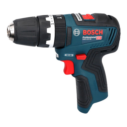 Bosch GSB 12V-35 Professional Akku Schlagbohrschrauber 12 V 35 Nm Brushless + 2x Akku 3,0 Ah + Ladegerät + 32 tlg. Bitset + L-Boxx