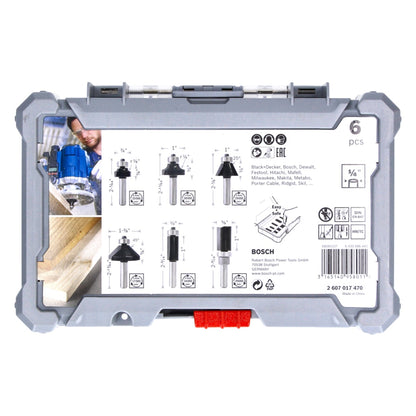 Bosch Rand- und Kantenfräser Set 6 tlg. 1/4" Schaft ( 2607017470 ) Trim & Edging Set für Oberfräsen - Toolbrothers