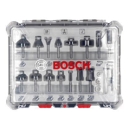 Bosch Mixed Fräser Set 15 tlg. 6 mm Schaft ( 2607017471 ) für Oberfräsen