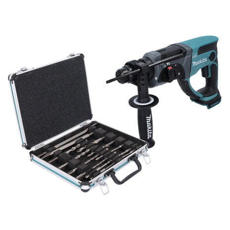 Makita DHR 202 Z Akku Kombihammer 18 V 2,0 J SDS Plus + 13 tlg. Bohrer und Meißel Set - ohne Akku, ohne Ladegerät