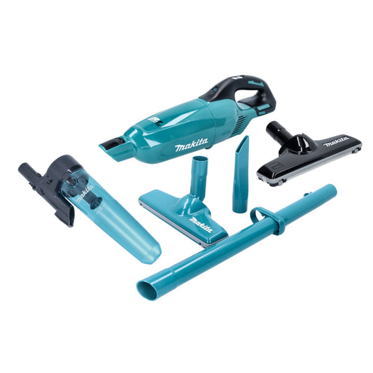 Makita DCL 281 FZ Akku Staubsauger 18 V Brushless + Zyklon Abscheidervorsatz + Teppich Bodendüse - ohne Akku, ohne Ladegerät