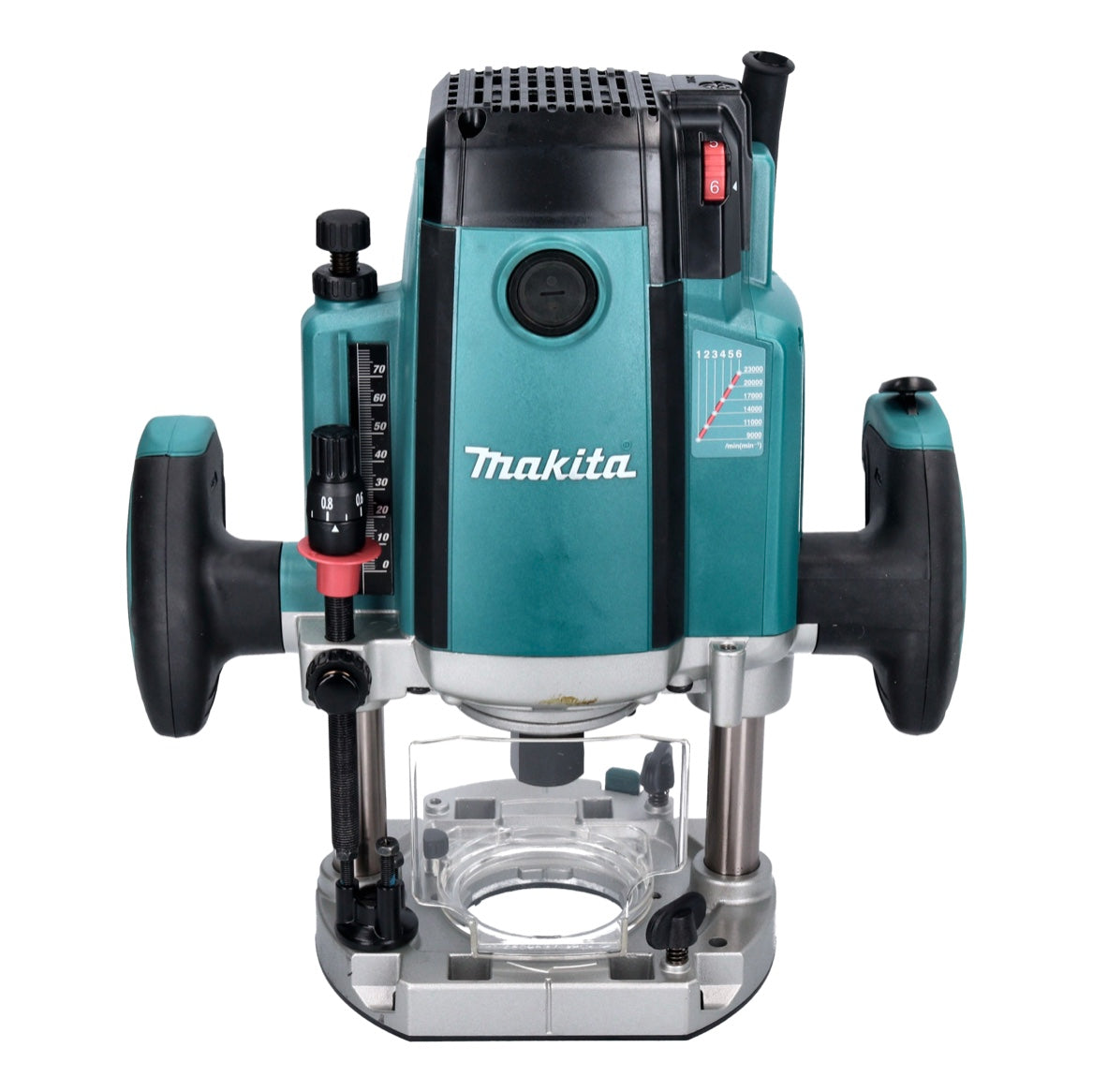 Makita RP 2303 FCXJ Oberfräse 2100 Watt 70 mm Hub + Anschlag + 6 tlg. Fräser Set + Makpac