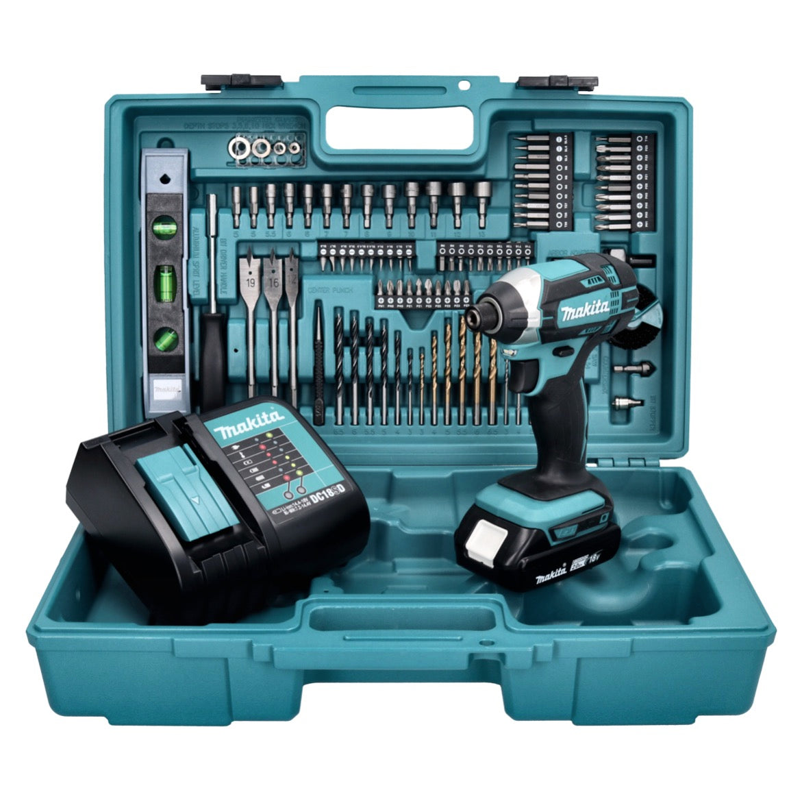 Makita DTD 152 SAX5 Akku Schlagschrauber 18 V 165 Nm + 1x Akku 2,0 Ah + Ladegerät + 101 tlg. Zubehör Set + Koffer