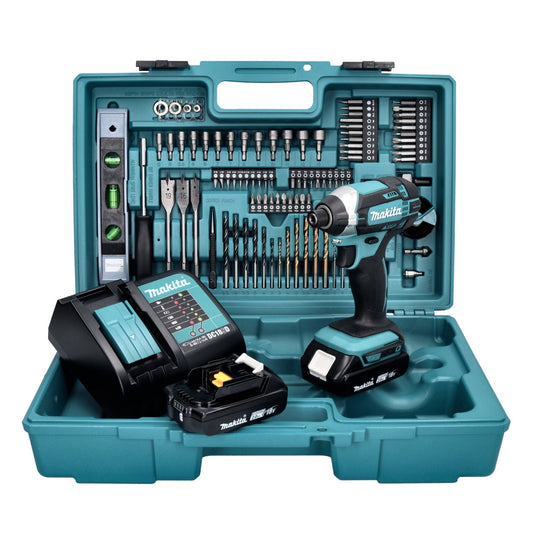 Makita DTD 152 SA2X5 Clé à chocs sans fil 18 V 165 Nm + 2 batteries 2,0 Ah + chargeur + jeu d'accessoires 101 pièces + mallette