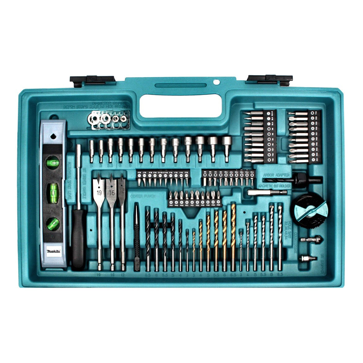 Makita DHP 482 SA2X5W perceuse à percussion sans fil blanc 18 V 62 Nm + 2x batteries 2,0 Ah + chargeur + jeu d'accessoires 101 pièces + mallette