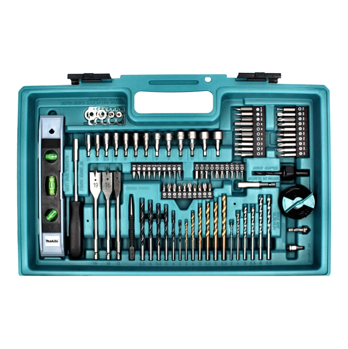 Makita DHP 453 SAX5 Akku Schlagbohrschrauber 18 V 42 Nm + 1x Akku 2,0 Ah + Ladegerät + 101 tlg. Zubehör Set + Koffer