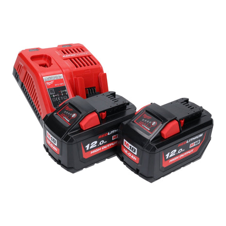 Milwaukee M18 NRG-1202 Akku Starter Set 2x 18 V 12,0 Ah / 12000 mAh Li-Ion Akku ( 2x 4932464260 ) + M12-18 FC Schnell Ladegerät ( 4932451079 ) - Toolbrothers